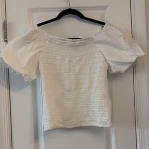 INC International Concepts White Puff Sleeve Blouse